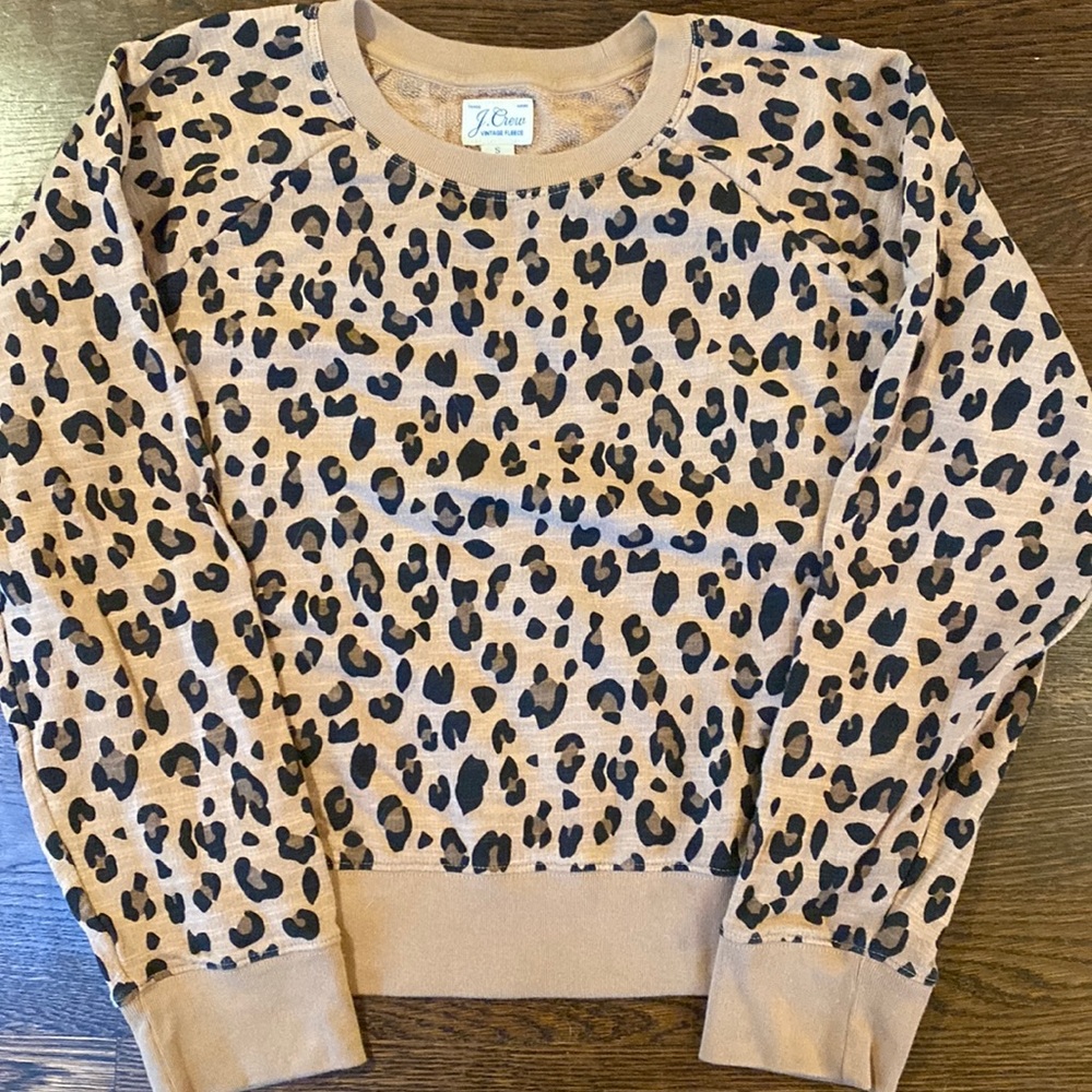 J. Crew Animal Print Sweatshirt - Tan and Black